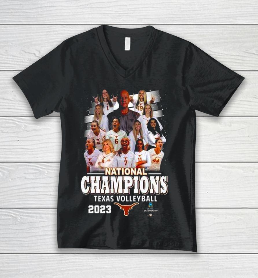 Texas Longhorns Teams 2023 Ncaa Women’s Volleyball National Champions Unisex V-Neck T-Shirt