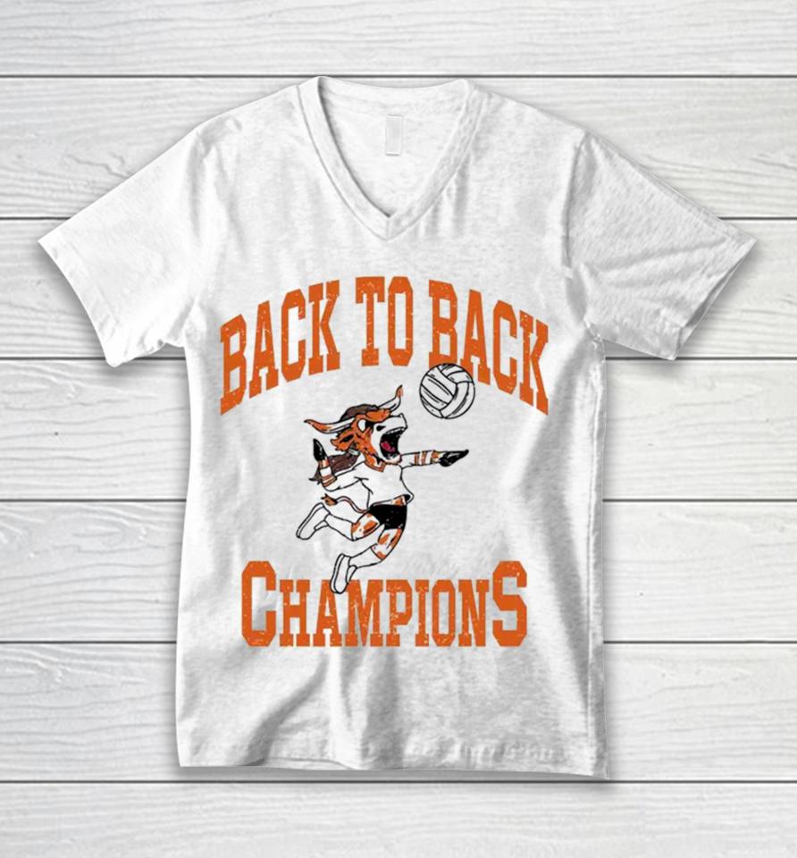 Texas Longhorns Volleyball Back To Back Champions Unisex V-Neck T-Shirt