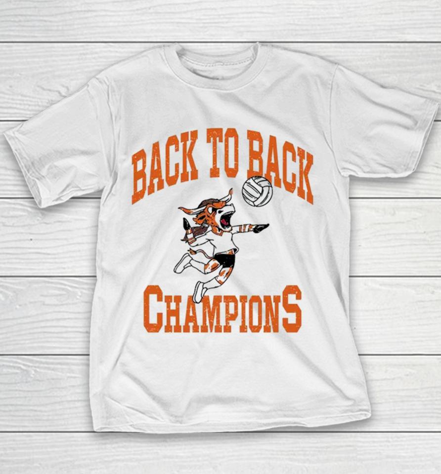 Texas Longhorns Volleyball Back To Back Champions Youth T-Shirt