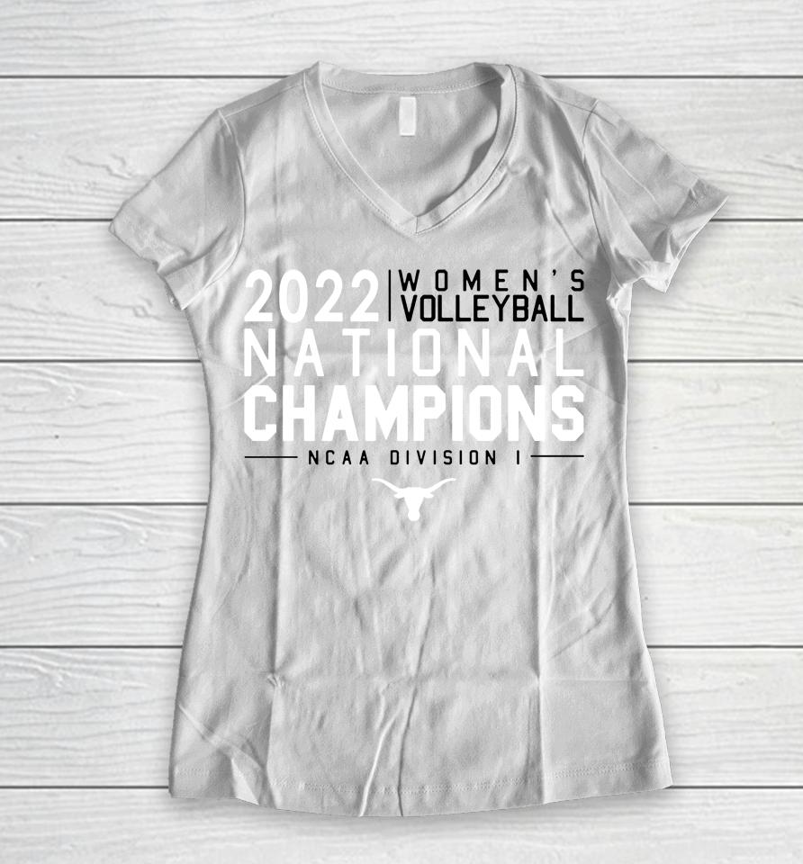 Texas Orange Texas Longhorns 2022 National Champions Women V-Neck T-Shirt