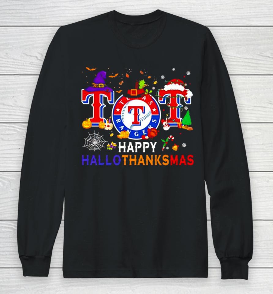 Texas Rangers Baseball Happy Hallothanksmas Long Sleeve T-Shirt
