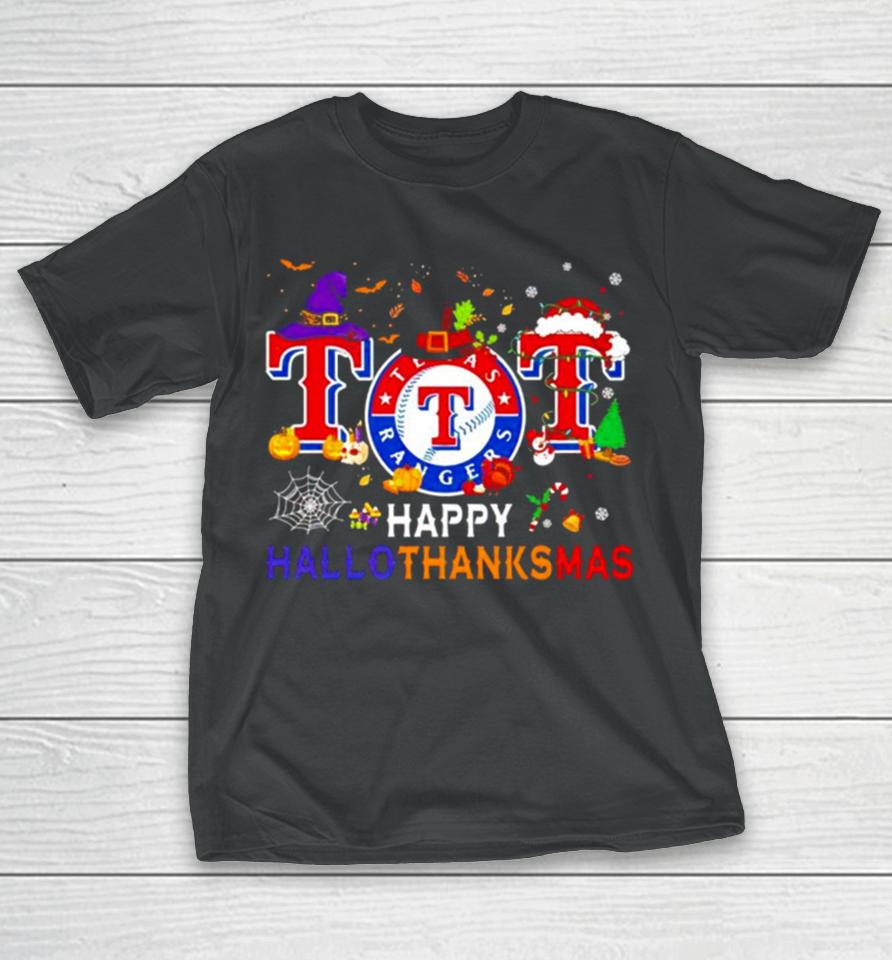 Texas Rangers Baseball Happy Hallothanksmas T-Shirt