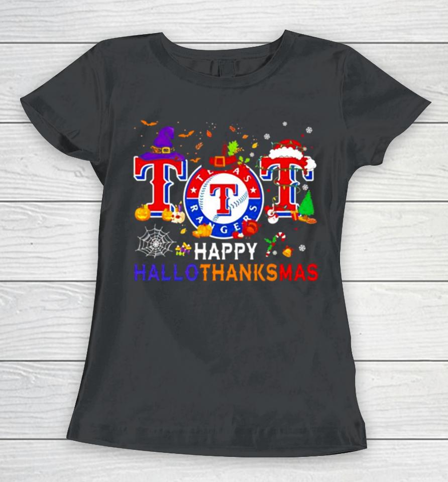 Texas Rangers Baseball Happy Hallothanksmas Women T-Shirt