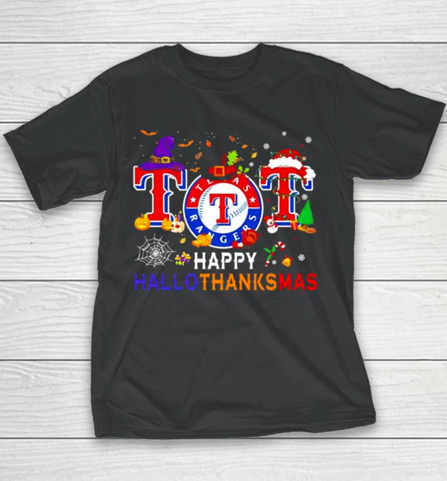 Texas Rangers Baseball Happy Hallothanksmas Youth T-Shirt