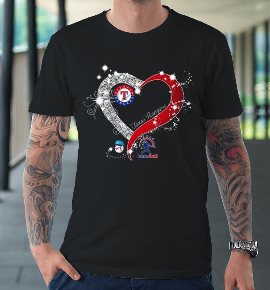 Texas Rangers Baseball My Heart Diamond 2023 Premium T-Shirt