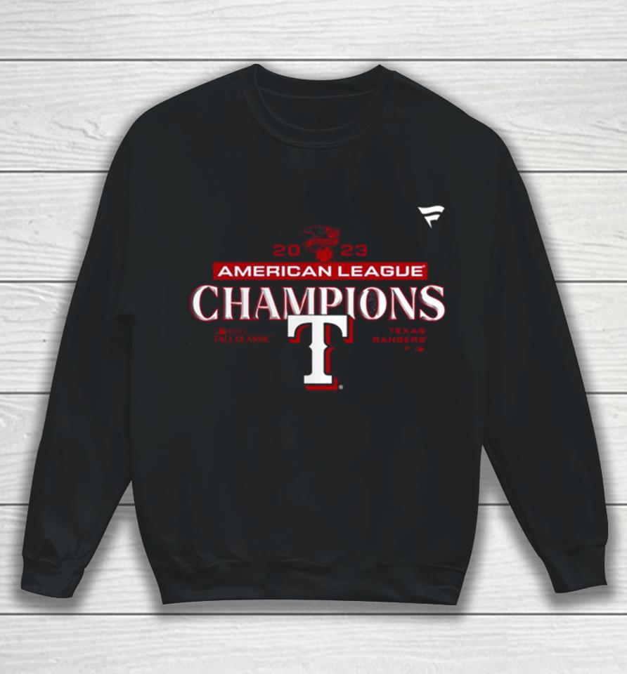 Texas Rangers Fanatics Branded American League Champions Locker Room Mlb 2023 World Series Sweatshirt