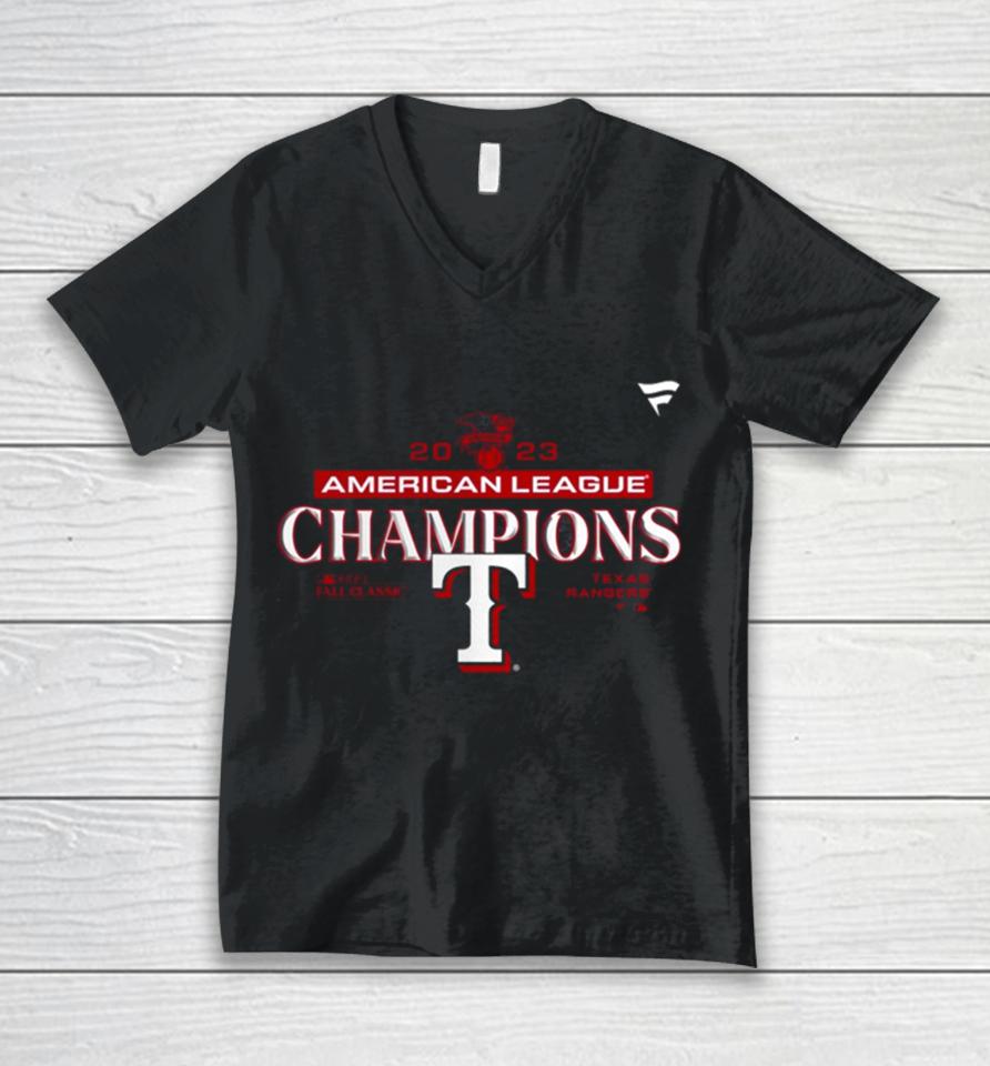 Texas Rangers Fanatics Branded American League Champions Locker Room Mlb 2023 World Series Unisex V-Neck T-Shirt
