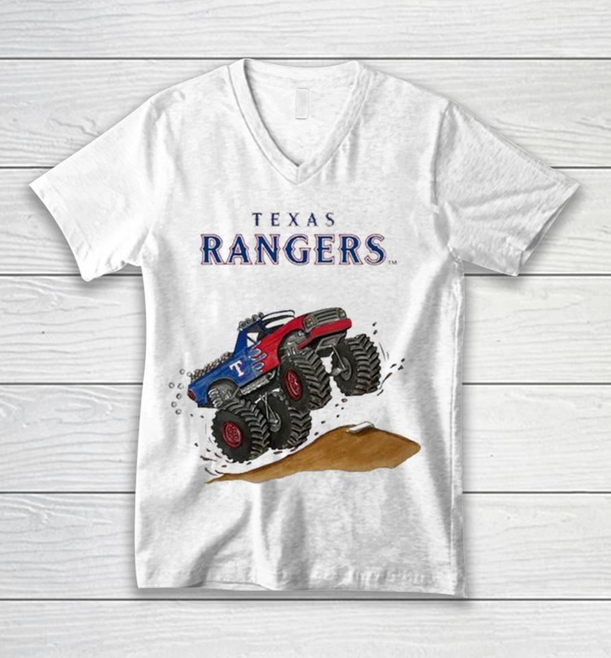 Texas Rangers Monster Truck Mlb Unisex V-Neck T-Shirt