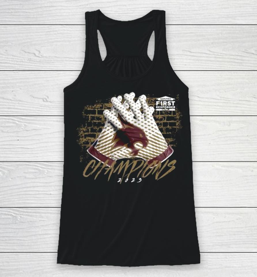 Texas State Bobcats 2023 First Responder Bowl Champions Gloves Racerback Tank