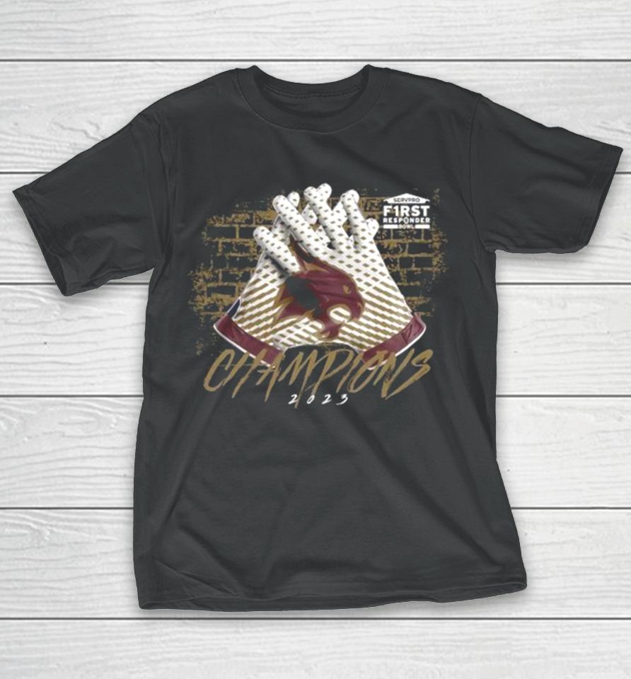 Texas State Bobcats 2023 First Responder Bowl Champions Gloves T-Shirt