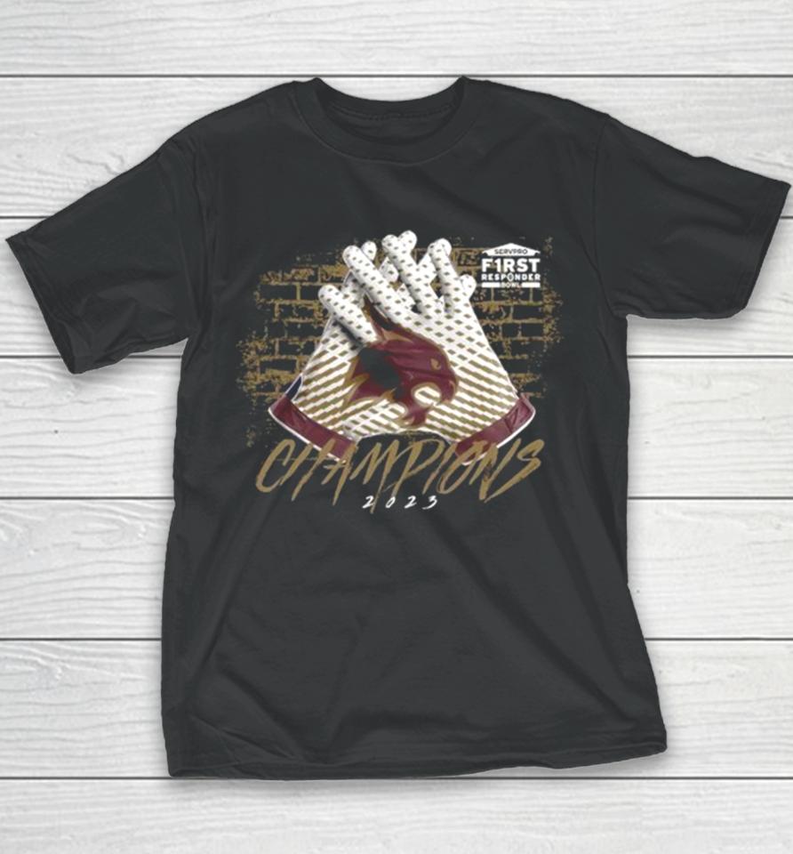 Texas State Bobcats 2023 First Responder Bowl Champions Gloves Youth T-Shirt