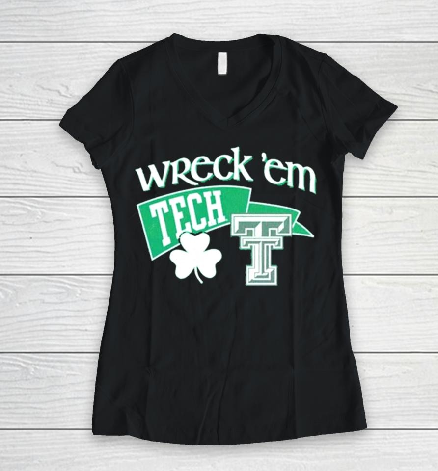 Texas Tech 2024 Wreck St Patty Women V-Neck T-Shirt