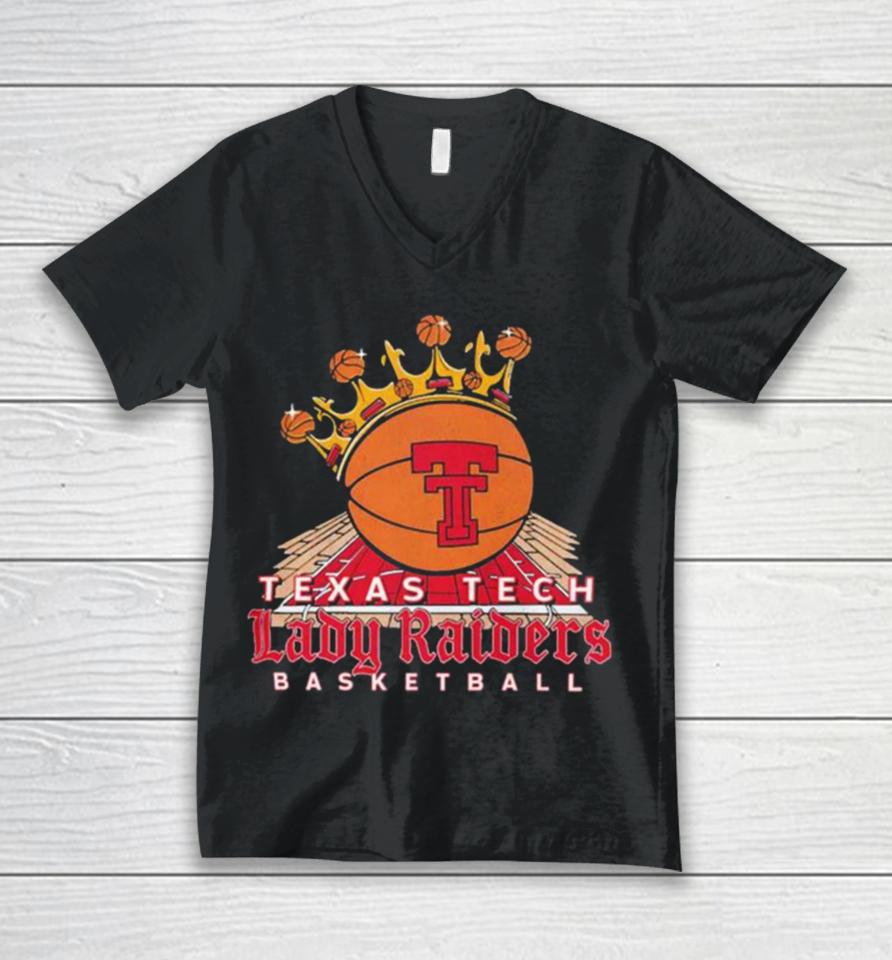 Texas Tech Basketball Lady Raiders Reign Black Logo Unisex V-Neck T-Shirt