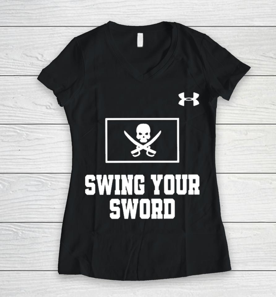 Texas Tech Football Joey Mcguire Swing Your Sword Women V-Neck T-Shirt