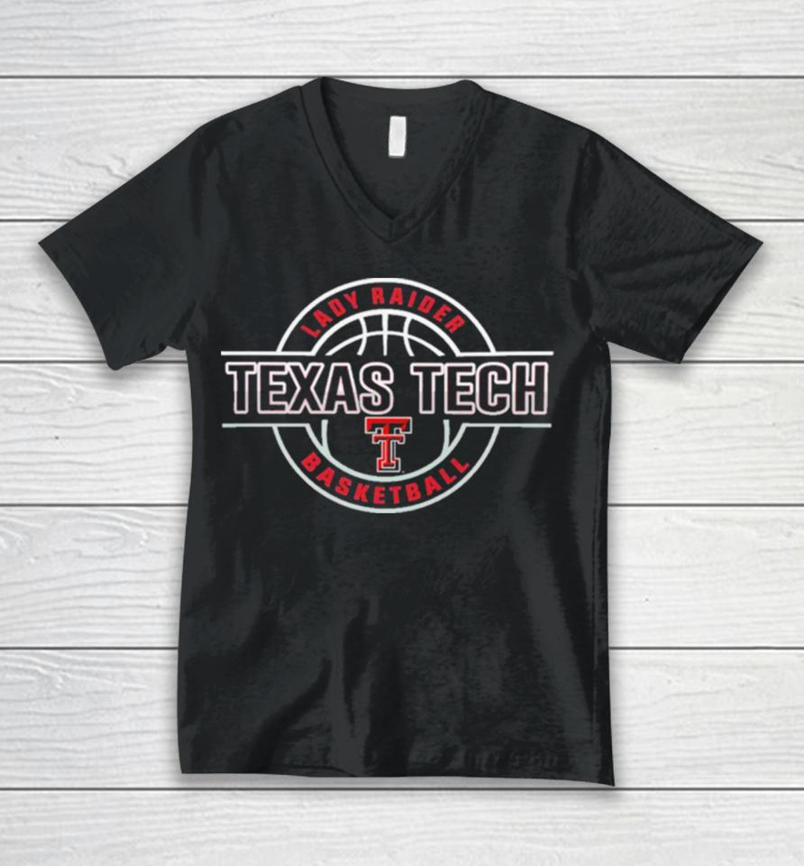 Texas Tech Lady Raiders Embossed Basketball Red Performance T Unisex V-Neck T-Shirt