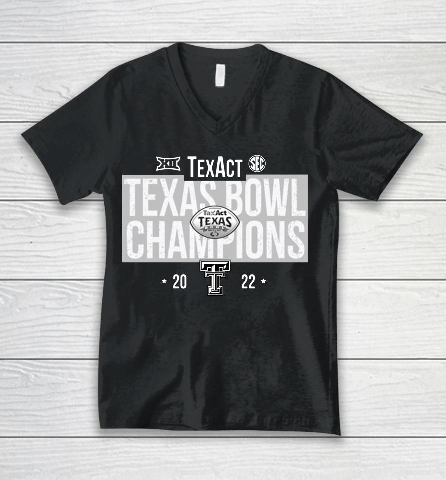 Texas Tech Raiders 2022 Texas Bowl Champions Unisex V-Neck T-Shirt