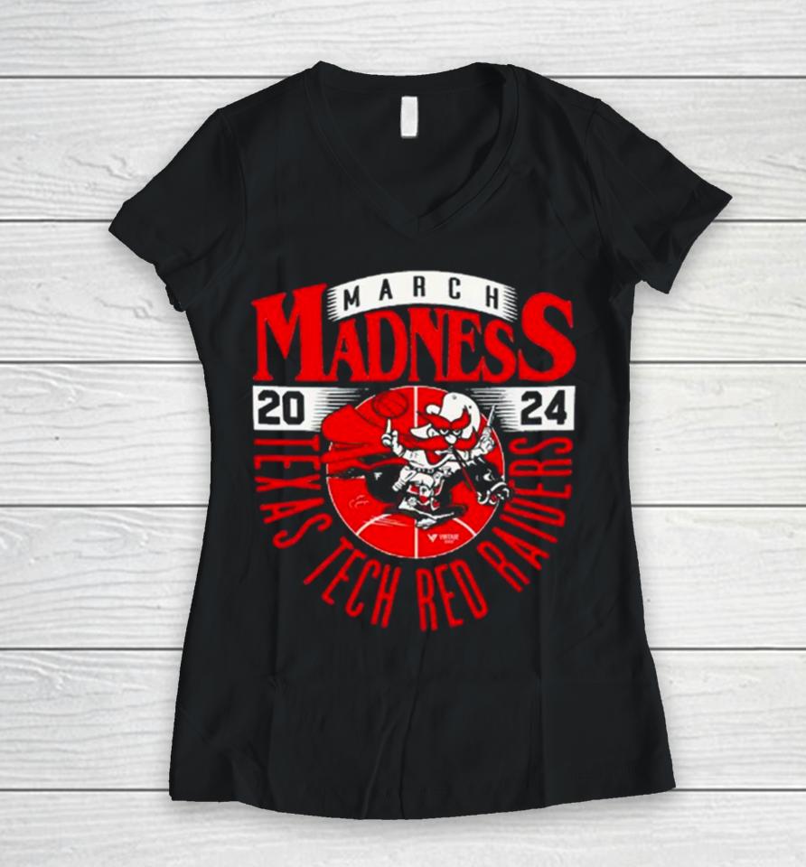 Texas Tech Red Raiders 2024 March Madness Mascot Women V-Neck T-Shirt