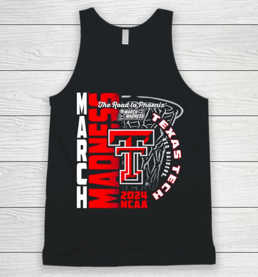 Texas Tech Red Raiders 2024 Ncaa Basketball The Road To Phoenix March Madness Unisex Tank Top