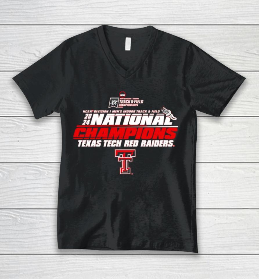 Texas Tech Red Raiders 2024 Ncaa Men’s Indoor Track &Amp; Field National Champions Unisex V-Neck T-Shirt