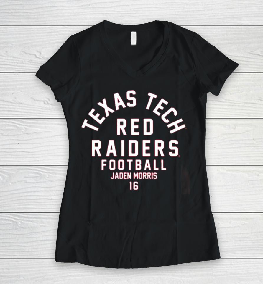 Texas Tech Red Raiders Ncaa Football Jaden Morris Women V-Neck T-Shirt