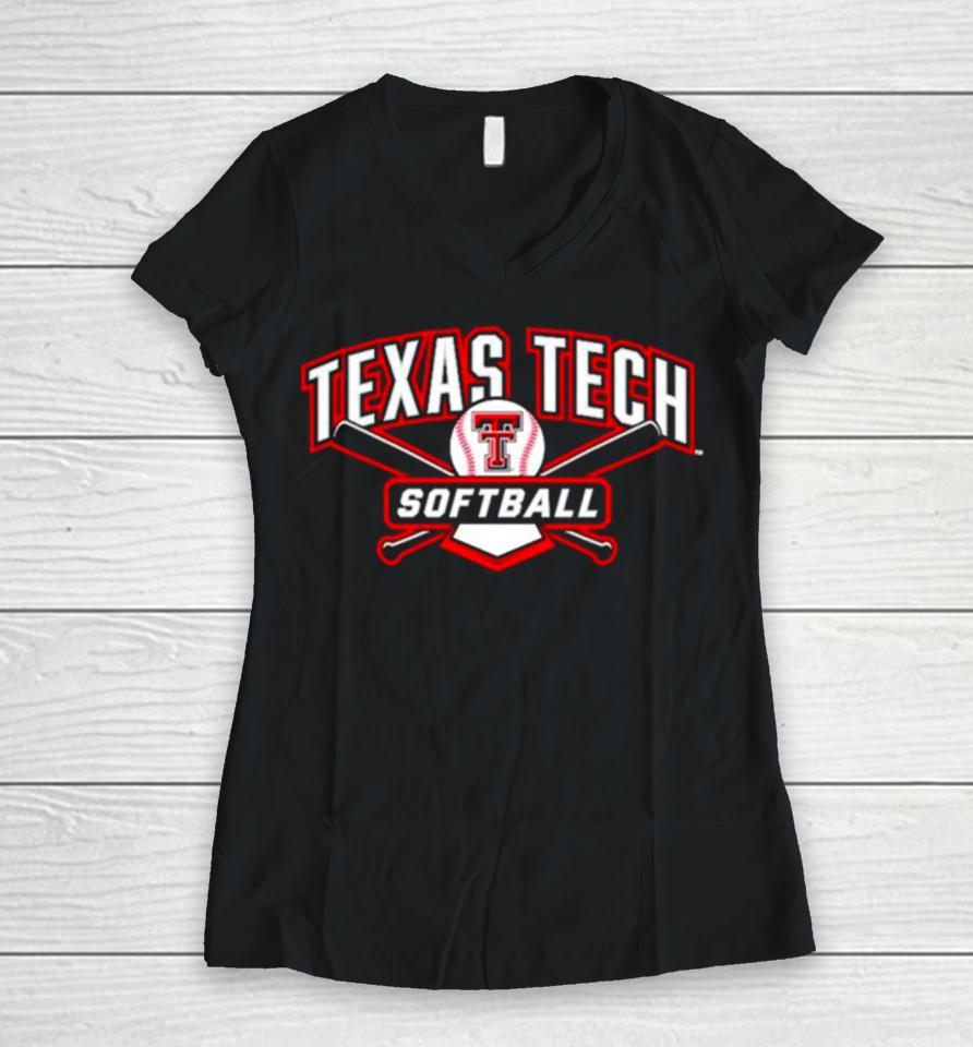 Texas Tech Red Raiders Softball Vintage Logo Women V-Neck T-Shirt