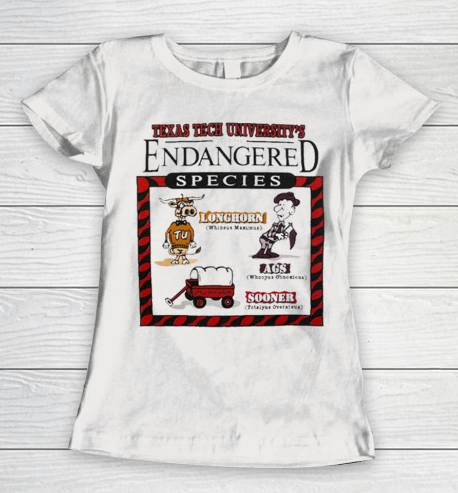 Texas Tech Red Raiders Vs Texas Longhorns Endangered Species Women T-Shirt