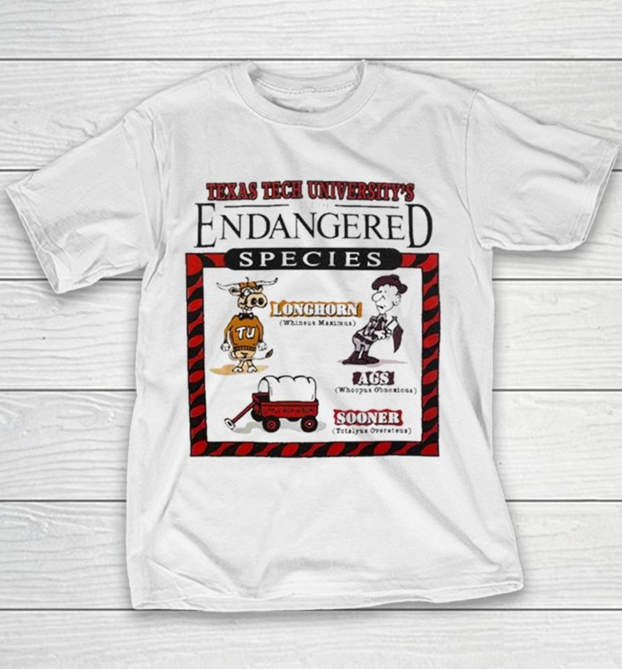 Texas Tech Red Raiders Vs Texas Longhorns Endangered Species Youth T-Shirt