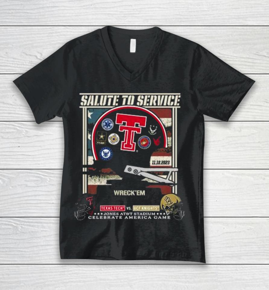 Texas Tech Red Raiders Vs Ucf Knights 2023 Salute To Service Game Day Unisex V-Neck T-Shirt