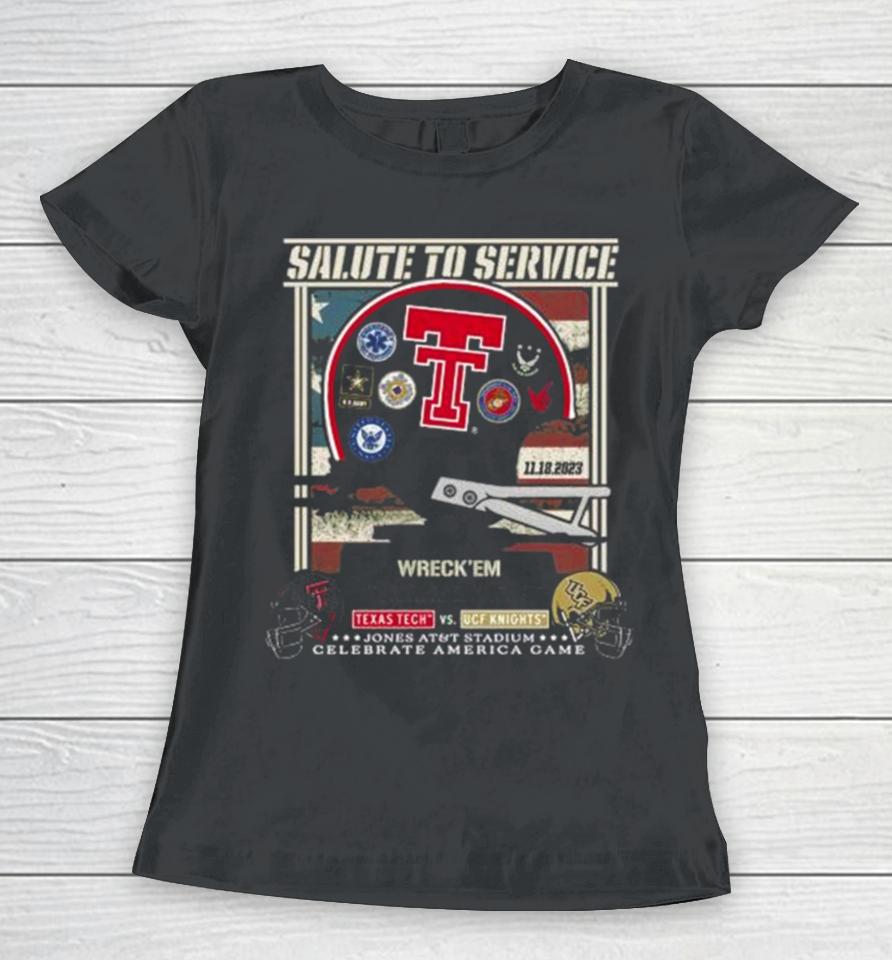 Texas Tech Red Raiders Vs Ucf Knights 2023 Salute To Service Game Day Women T-Shirt