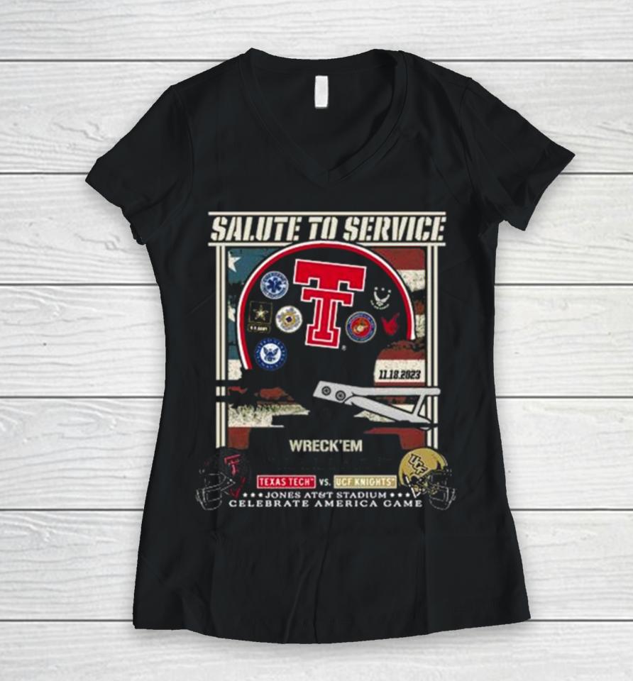Texas Tech Red Raiders Vs Ucf Knights 2023 Salute To Service Game Day Women V-Neck T-Shirt