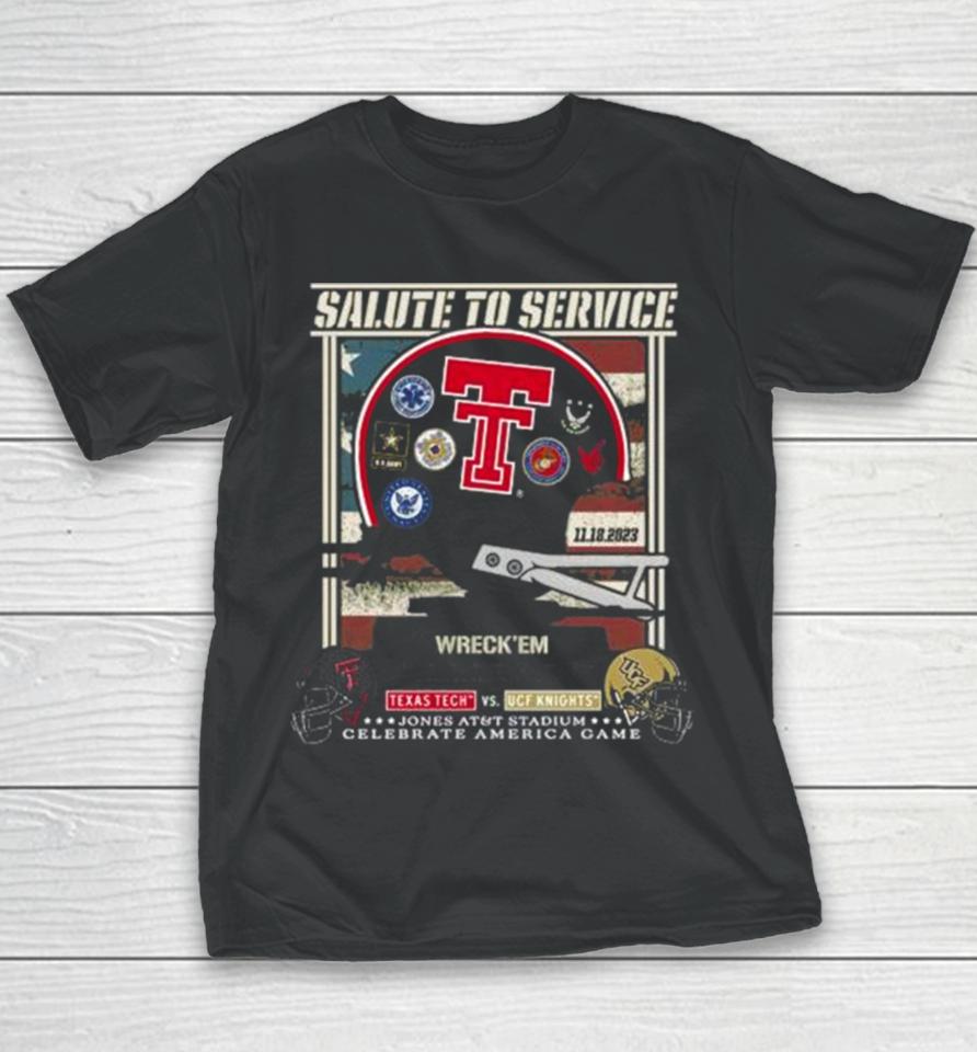 Texas Tech Red Raiders Vs Ucf Knights 2023 Salute To Service Game Day Youth T-Shirt