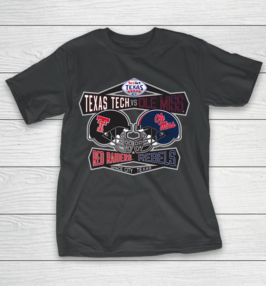 Texas Tech Vs Ole Miss 2022 Texas Bowl Dueling Helmets T-Shirt