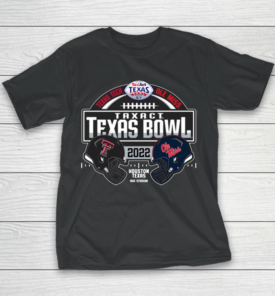 Texas Tech Vs Ole Miss Rebels 2022 Texas Bowl Matchup Youth T-Shirt