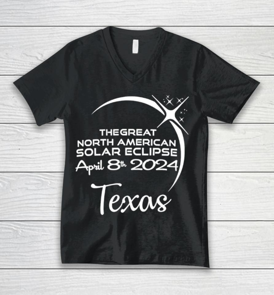 Texas The Great North American Solar Eclipse April 8Th 2024 Unisex V-Neck T-Shirt