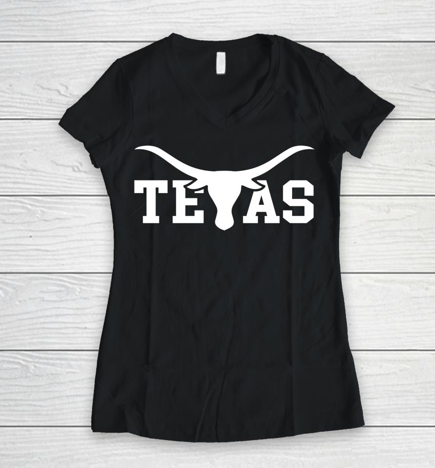 Texas Tx Usa Longhorn America Women V-Neck T-Shirt