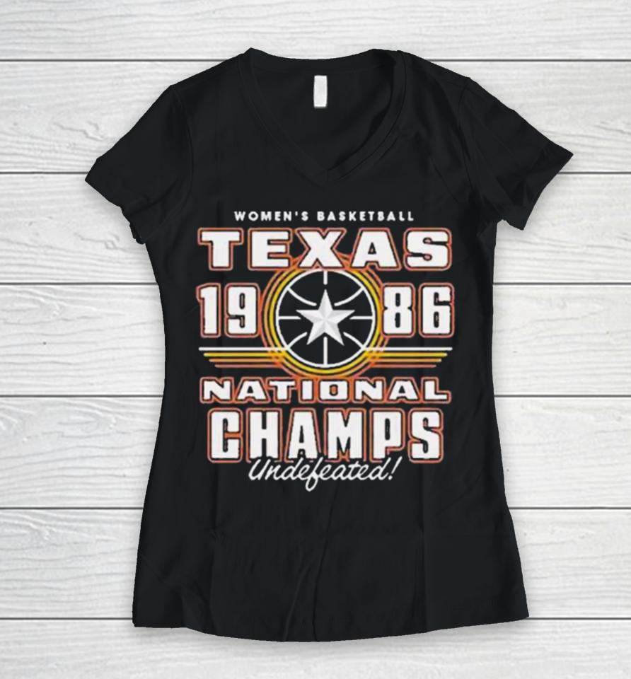 Texas Women’s Basketball 1986 National Champs Women V-Neck T-Shirt