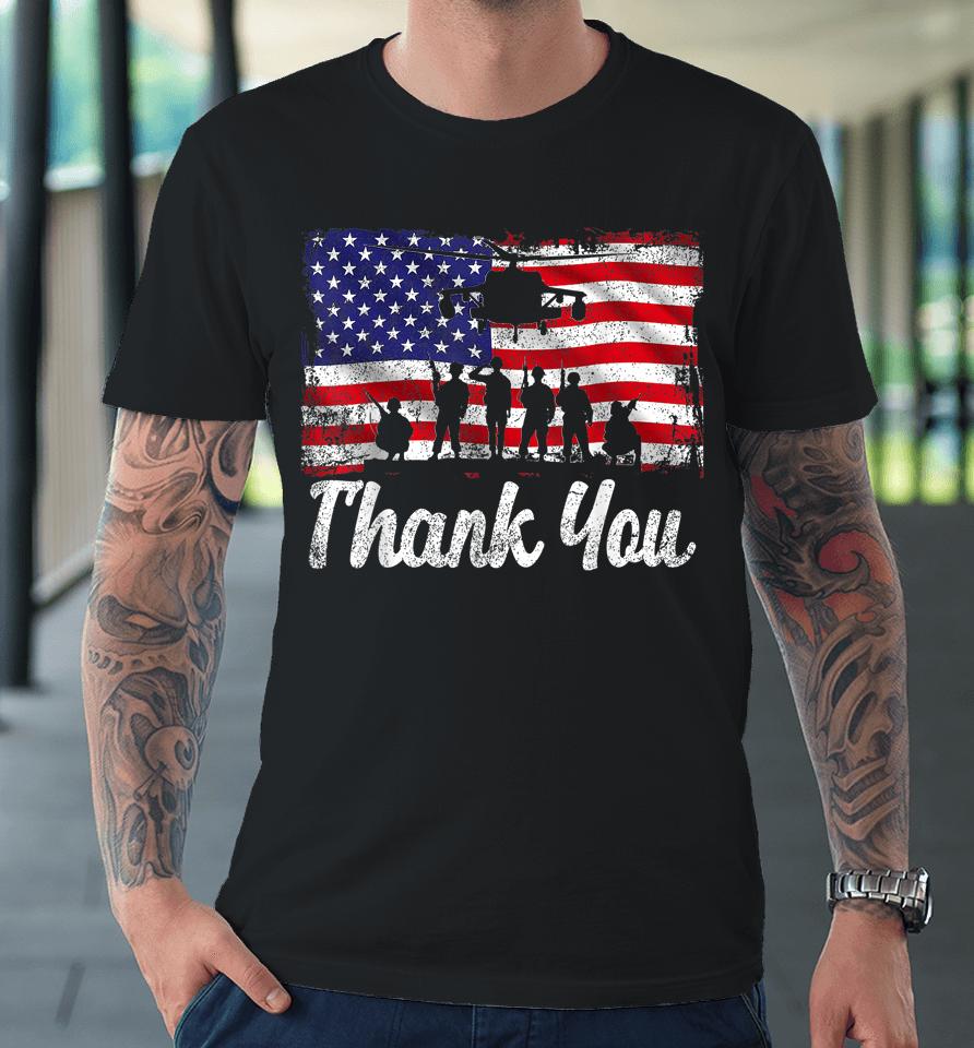 Thank You Army Usa Memorial Day Partiotic Military Veteran Premium T-Shirt