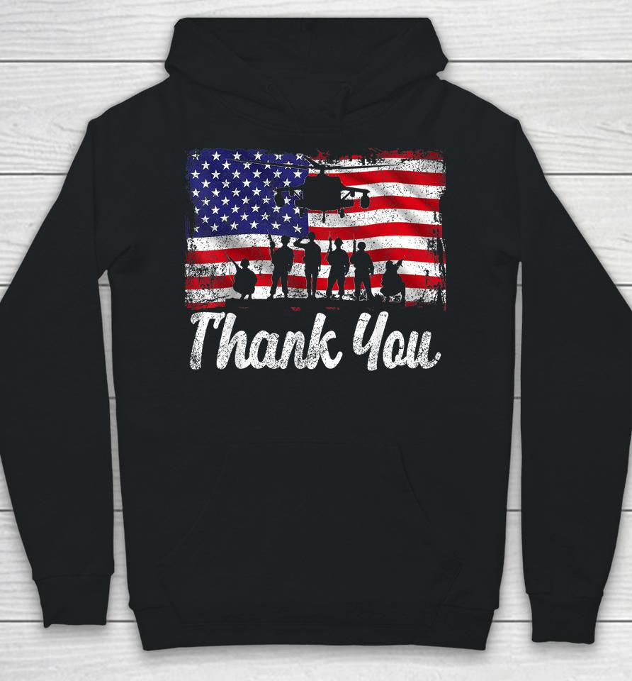 Thank You Army Usa Memorial Day Partiotic Military Veteran Hoodie