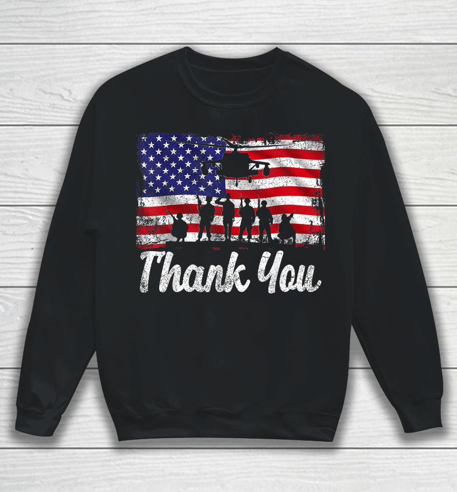 Thank You Army Usa Memorial Day Partiotic Military Veteran Sweatshirt