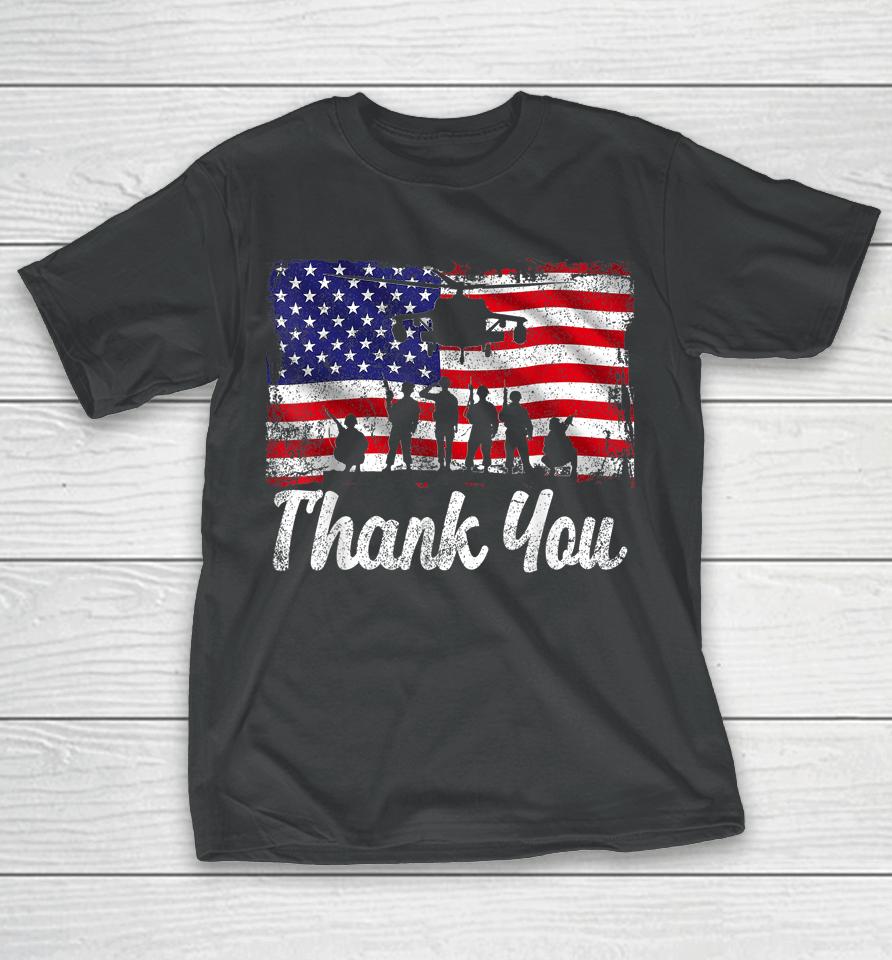 Thank You Army Usa Memorial Day Partiotic Military Veteran T-Shirt