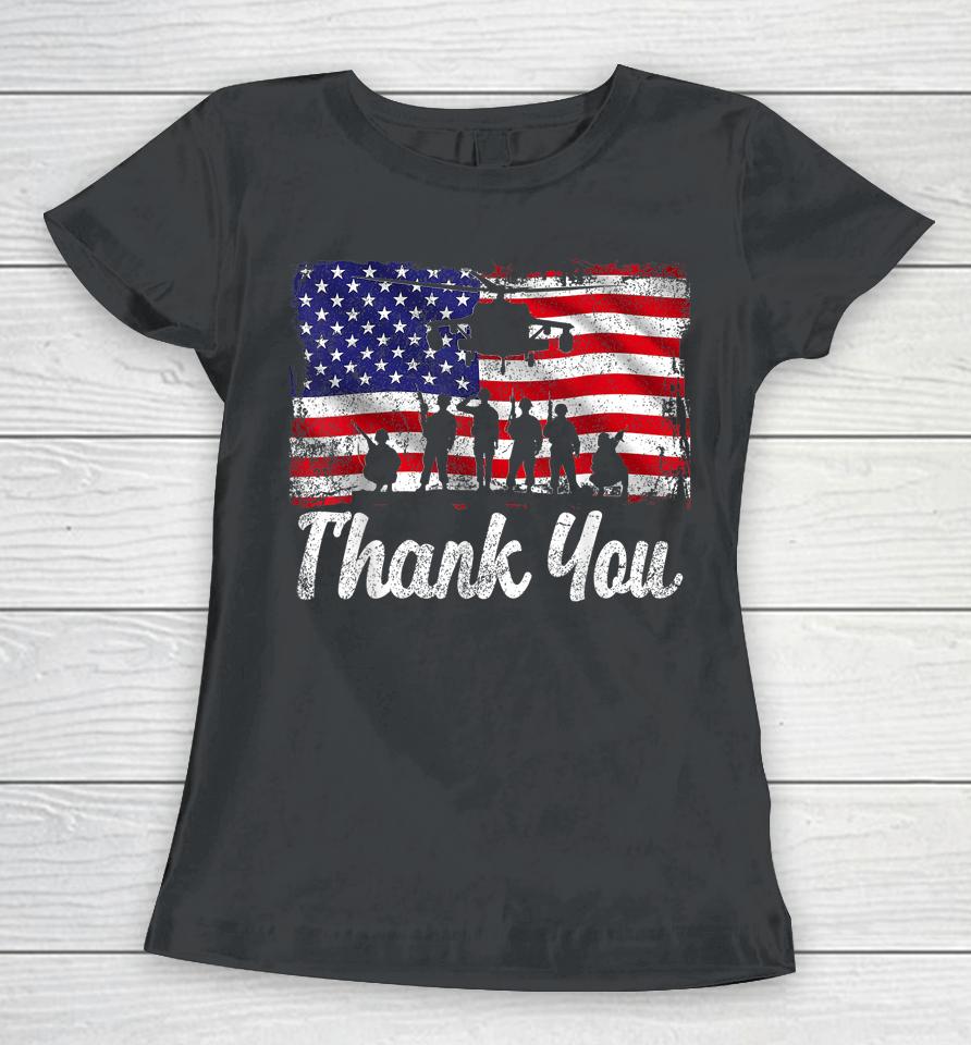 Thank You Army Usa Memorial Day Partiotic Military Veteran Women T-Shirt