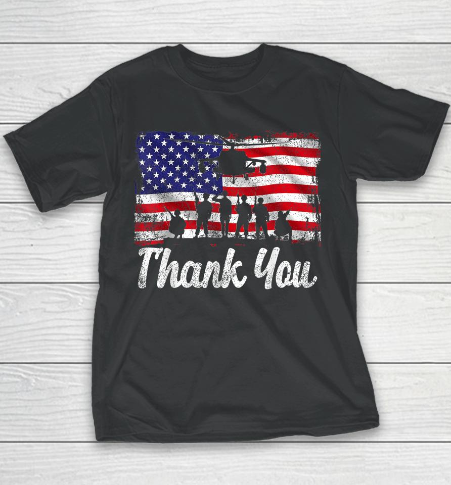 Thank You Army Usa Memorial Day Partiotic Military Veteran Youth T-Shirt