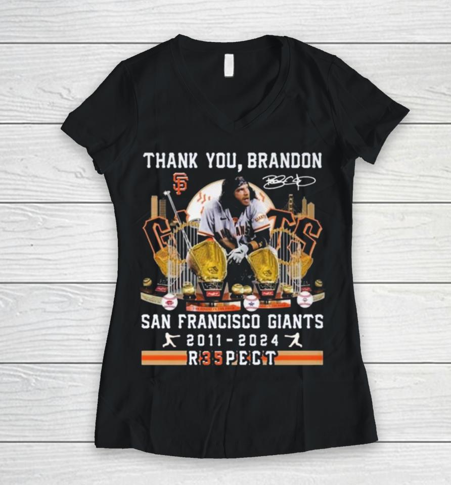 Thank You Brandon San Francisco Giants 2011 2024 R35Pect Signature Women V-Neck T-Shirt