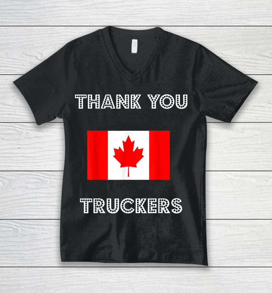 Thank You Canada Truckers Freedom Convoy 22 Truck Support Unisex V-Neck T-Shirt