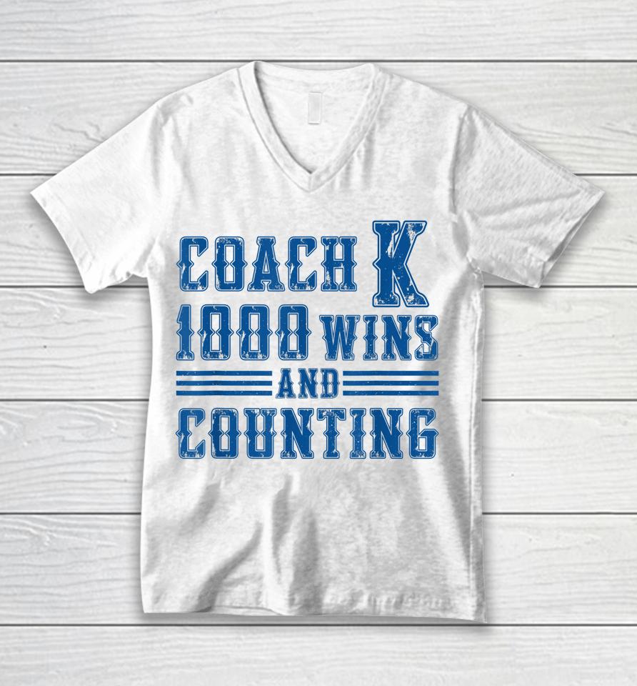 Thank You Coach K 1000 Wins And Counting Unisex V-Neck T-Shirt