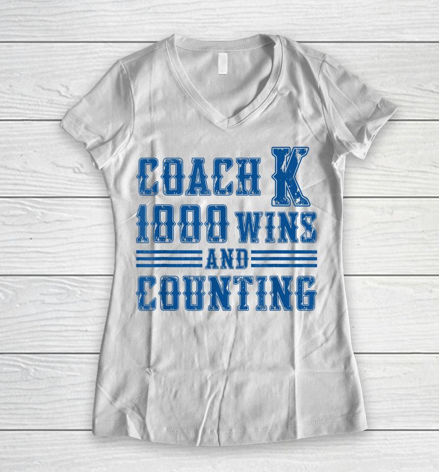Thank You Coach K 1000 Wins And Counting Women V-Neck T-Shirt