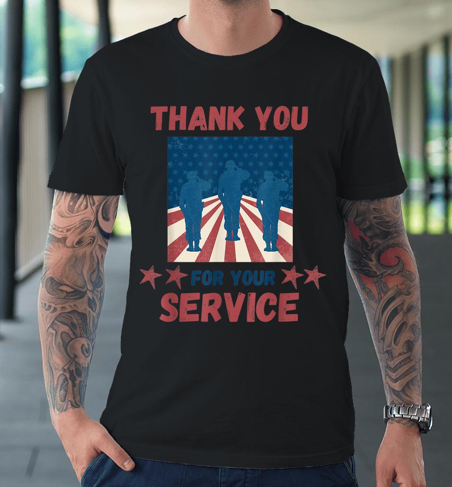 Thank You For Your Service Us Flag Veterans Day Premium T-Shirt