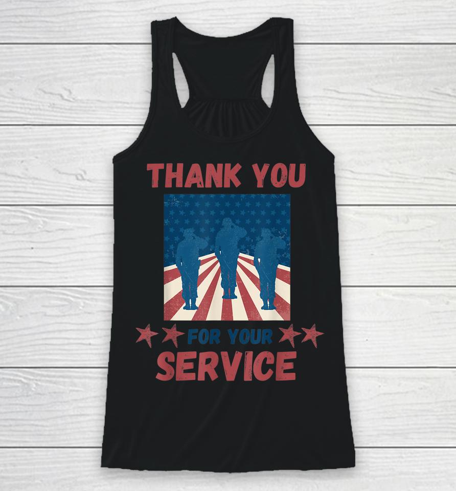 Thank You For Your Service Us Flag Veterans Day Racerback Tank