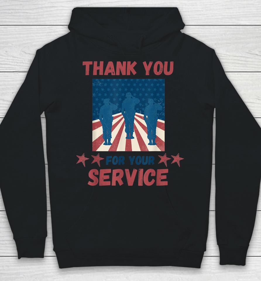 Thank You For Your Service Us Flag Veterans Day Hoodie