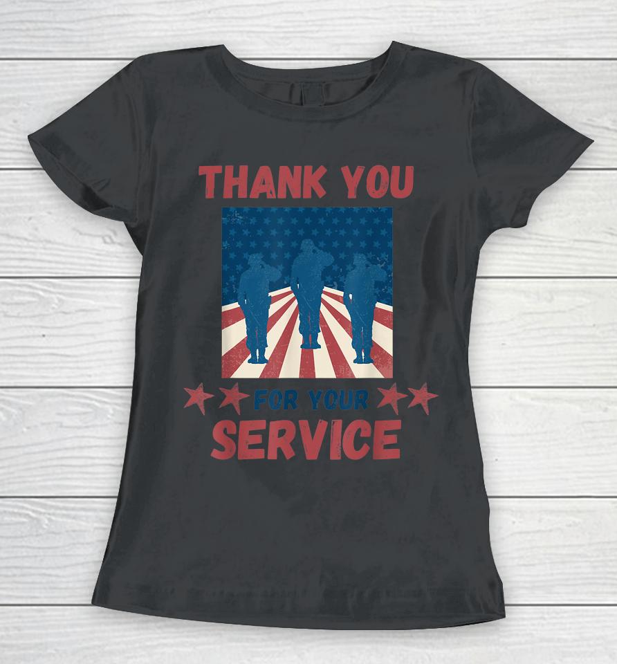 Thank You For Your Service Us Flag Veterans Day Women T-Shirt